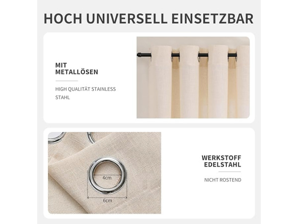 Doorschijnende gordijnen met ringen 132*260cm – foto 3 – kavel bij XL Auctions
