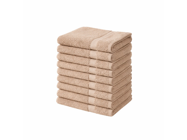 Handdoeken 50×100 cm – Set van 10 – 400 g/m² – Licht bruin – kavel bij XL Auctions