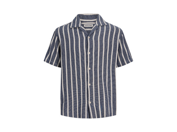 Jack &amp; Jones Coba Stripe Resort Shirt Ocean Cavern - M