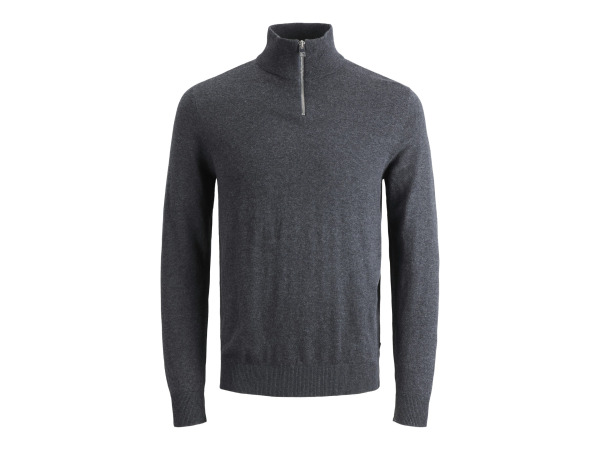 Jack &amp; Jones Emil Knit Half Zip Dark Grey Melange - L