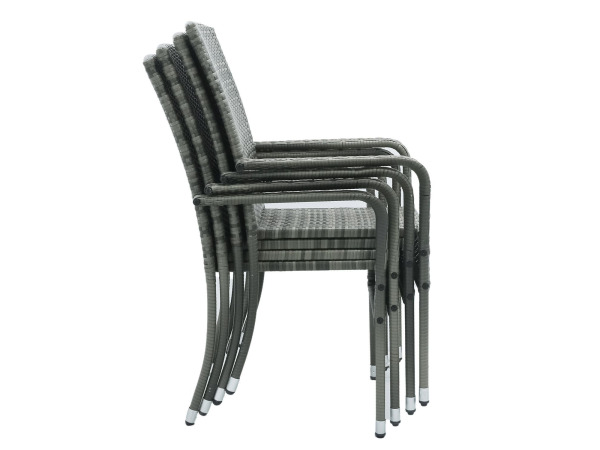 Polyrotan Tuinstoelen Yoro - 4-delig - Grijs - Stapelbaar – foto 13 – kavel bij XL Auctions