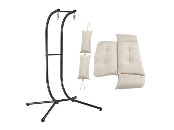 Juskys Polyrotan Dubbele Hangstoel Aria - Beige – foto 11 – kavel bij XL Auctions