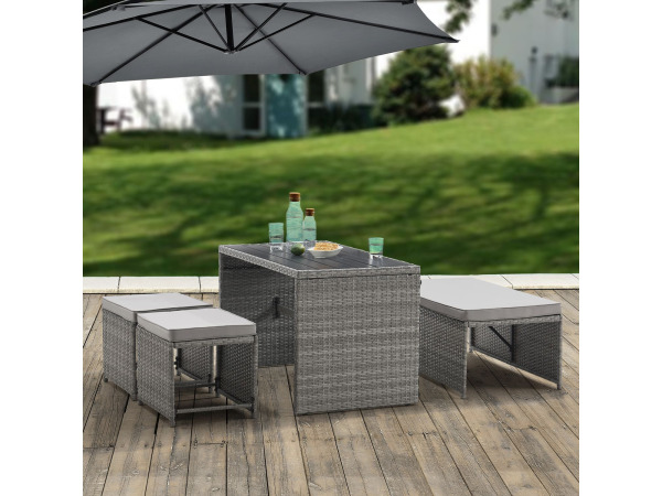 2 in 1 Polyrotan Loungeset Jamaika - Grijs – foto 16 – kavel bij XL Auctions
