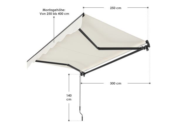 Zonnescherm / Luifel - 300 x 250 cm - Beige – foto 2 – kavel bij XL Auctions