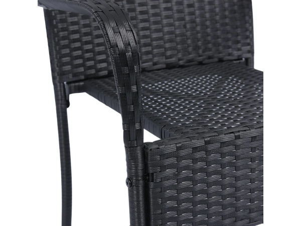 Polyrotan Tuinstoelen Yoro - 4-delig - Zwart - Stapelbaar – foto 2 – kavel bij XL Auctions