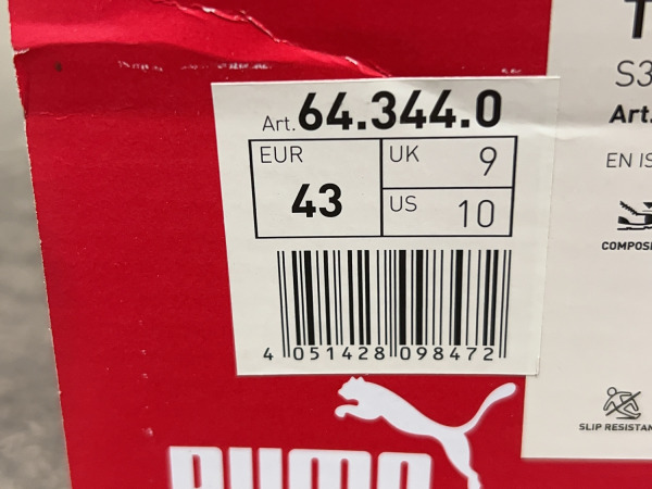 Puma veiligheidsschoen maat 43 S3 Touring zwart/rood – foto 9 – kavel bij XL Auctions