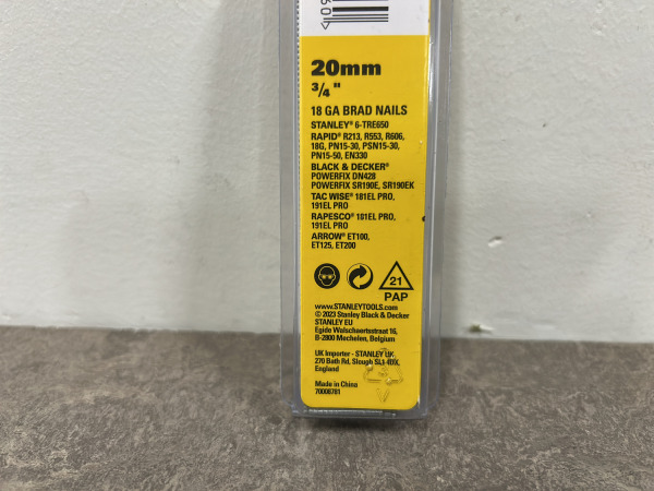 9x Stanley brads 20mm Type J 1000-pack – foto 3 – kavel bij XL Auctions