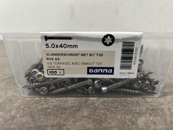4x Gamma vlonderschroef ø5x40mm rvs 100-pack – foto 5 – kavel bij XL Auctions