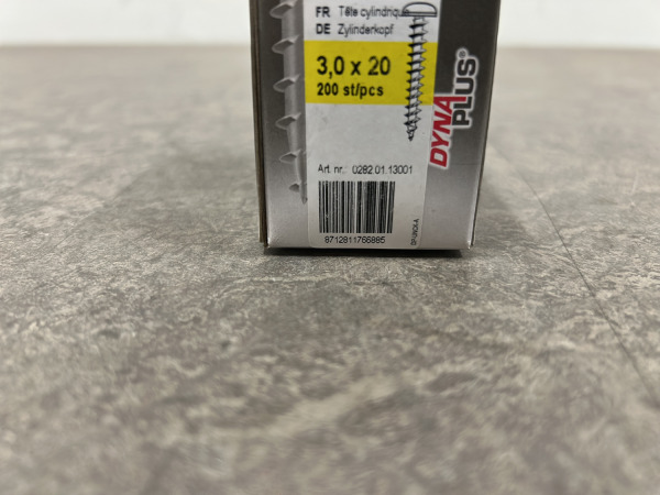 10x Dynaplus unischroef ø3x20mm 200-pack – foto 6 – kavel bij XL Auctions