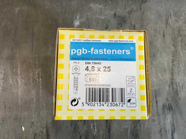 PGB- fasteners - 8000-pack - zelfborende schroef 4.8x25 mm – foto 2 – kavel bij XL Auctions