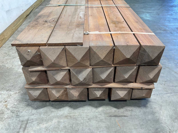6x Azobé paal met diamantkop 300x14x14cm – foto 6 – kavel bij XL Auctions
