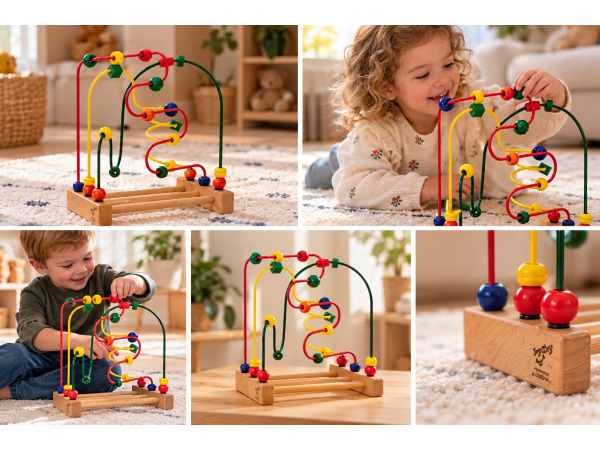 kinder motoriek hout speelgoed spiraal. rodeo