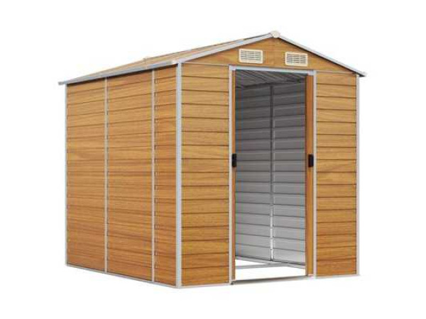 VidaXL metalen tuinschuur houtlook 215x191x198cm – foto 2 – kavel bij XL Auctions