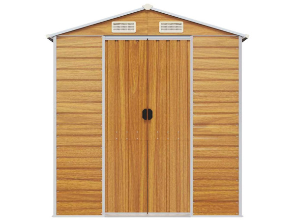 VidaXL metalen tuinschuur houtlook 215x191x198cm – foto 4 – kavel bij XL Auctions