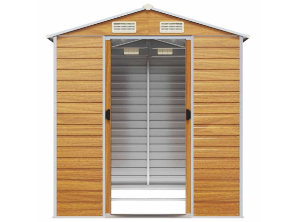 VidaXL metalen tuinschuur houtlook 215x191x198cm – foto 5 – kavel bij XL Auctions