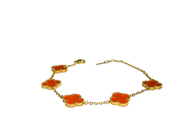 Uniek 18k GP | Alhambra Style Bracelet | Carnelian Orange – foto 2 – kavel bij XL Auctions