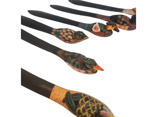 10 Handgesneden Houten Vogel Briefopeners – foto 2 – kavel bij XL Auctions