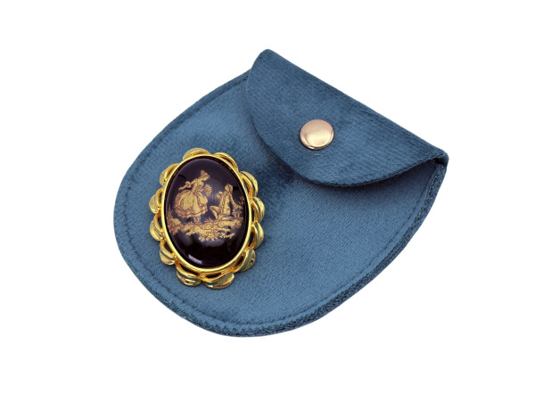 Limoges | Elegante Broche met Romantisch Decor