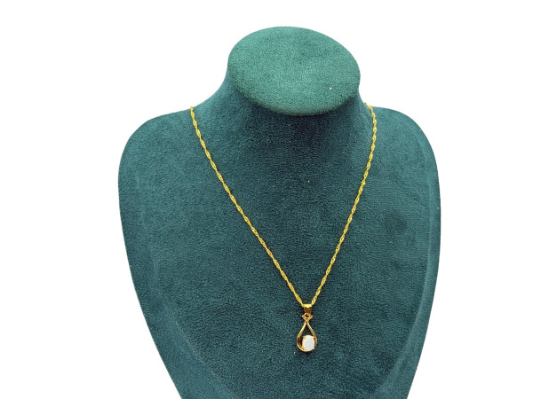 Collier | Vergulde Ketting met Opaal Hanger – foto 2 – kavel bij XL Auctions
