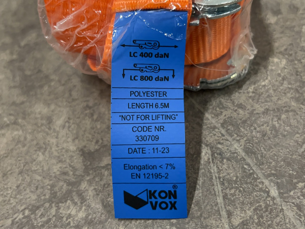 10x Konvox spanband met ratel en haak 25mm x 7m – foto 5 – kavel bij XL Auctions