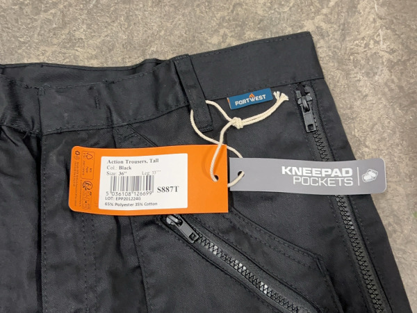4x Portwest werkbroek maat 36 Action zwart – foto 5 – kavel bij XL Auctions