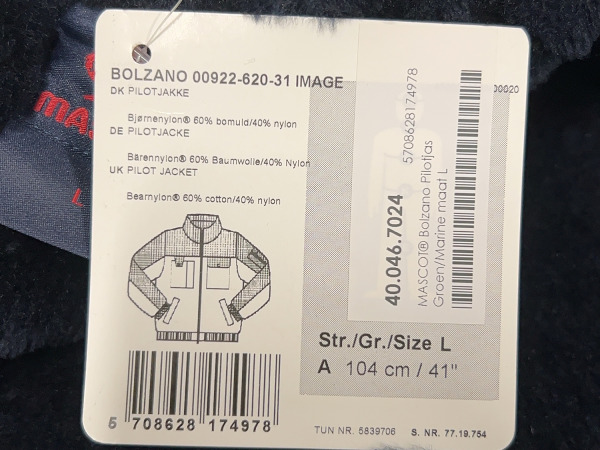 Mascot pilotenjas maat L Bolzano groen/blauw – foto 8 – kavel bij XL Auctions