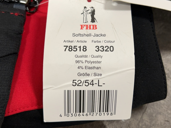 FHB softshelljas maat L Walter rood/zwart – foto 8 – kavel bij XL Auctions
