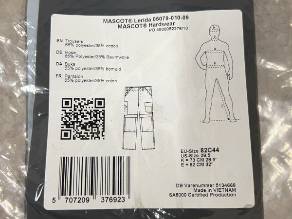 Mascot werkbroek maat 82C44 Lerida zwart – foto 6 – kavel bij XL Auctions