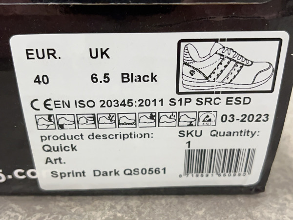 Quick Schoen Sprint Dark QS0561 S1P zwart 40 – foto 6 – kavel bij XL Auctions