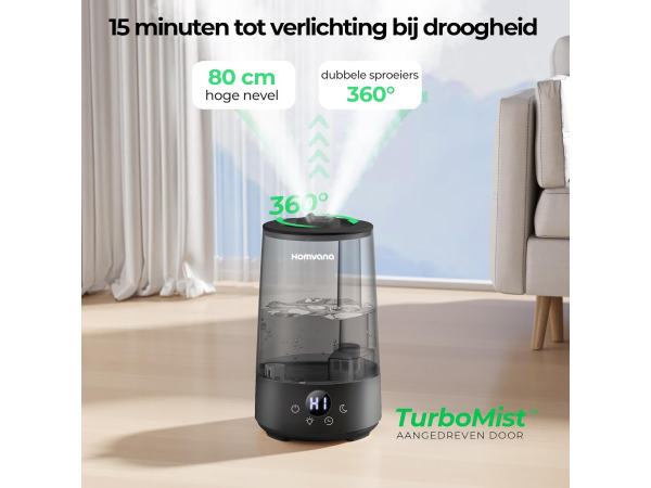 Homvana Luchtbevochtiger - 3,6L - 16 dB (SilentSpary Tech) – foto 3 – kavel bij XL Auctions