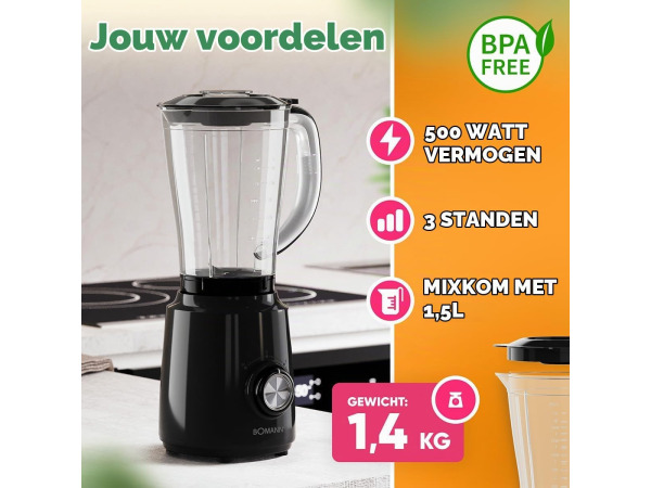Bomann® 500W - Blender - 1,5 liter – foto 2 – kavel bij XL Auctions
