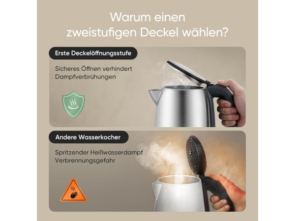 COSORI roestvrijstalen waterkoker - 1.7L - 2200W – foto 2 – kavel bij XL Auctions