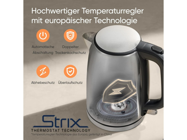 COSORI roestvrijstalen waterkoker - 1.7L - 2200W – foto 5 – kavel bij XL Auctions