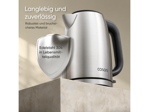 COSORI roestvrijstalen waterkoker - 1.7L - 2200W – foto 6 – kavel bij XL Auctions