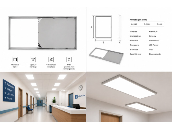 16x Opbouwframe voor LED Paneel – 600x300mm – FRAME-3060 – foto 5 – kavel bij XL Auctions
