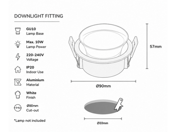 25x Downlight Houder – GU10 – Wit – Ø90mm – IP20 – MINT-1 – foto 2 – kavel bij XL Auctions