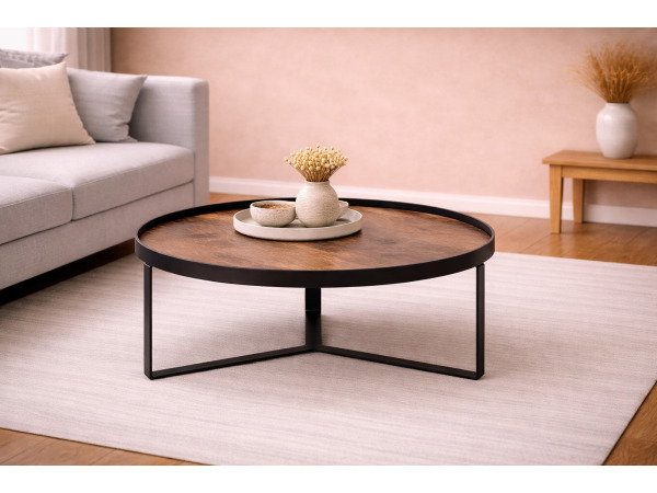 Salontafel Hanna natural - Hout - Poot metaal zwart 