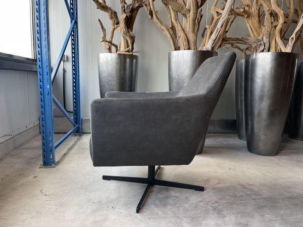 Fauteuil Arsenie -Draaibaar – Microleder - Grijs - Antraciet – foto 3 – kavel bij XL Auctions