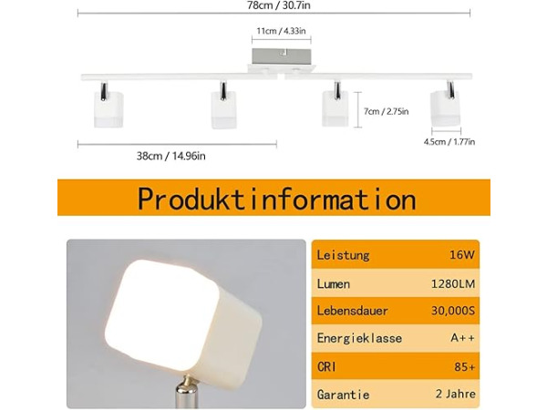 Led-plafondspot met 4 spots – foto 3 – kavel bij XL Auctions
