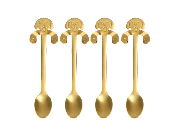 Set van theelepels - goud - honden design - rvs – kavel bij XL Auctions