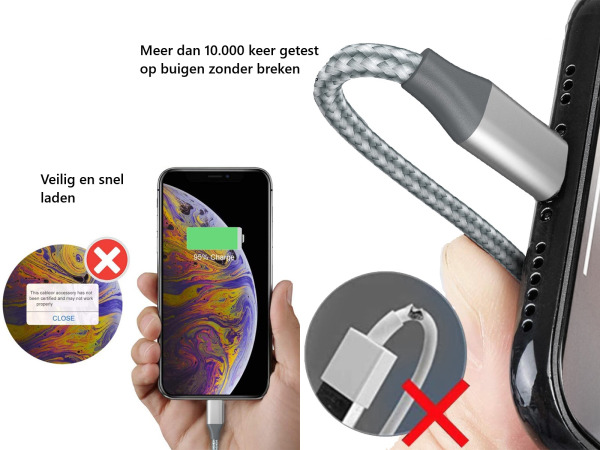 USB C flexibele oplaadkabel - 3 meter – foto 2 – kavel bij XL Auctions