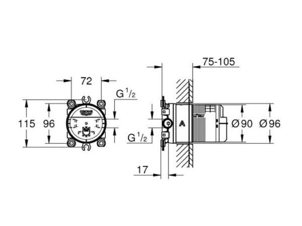 Grohe basisgarnituur universele inbouwbox 1/2" Rainshower – foto 6 – kavel bij XL Auctions