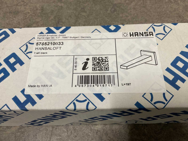 Hansa vaste baduitloop 197mm 1/2" Loft mat zwart – foto 4 – kavel bij XL Auctions