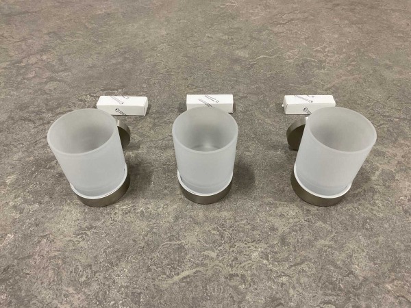 3x Novio glashouder met glas Riga geborsteld – foto 2 – kavel bij XL Auctions