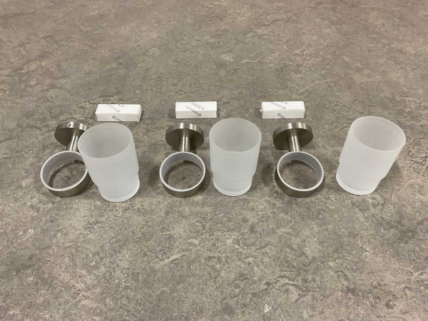 3x Novio glashouder met glas Riga geborsteld – foto 3 – kavel bij XL Auctions