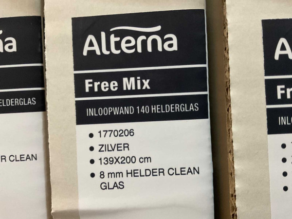 Alterna walk-in 140x200cm Free Mix zilver clean helderglas – foto 4 – kavel bij XL Auctions