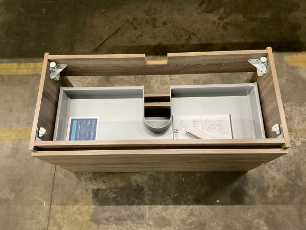 Lavigo wastafelonderkast 2 laden 100cm Gino 2.0 bruin eiken – foto 2 – kavel bij XL Auctions