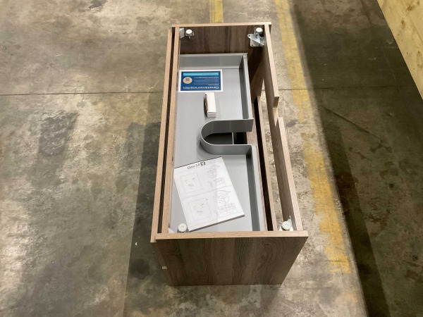 Lavigo wastafelonderkast 2 laden 100cm Gino 2.0 bruin eiken – foto 5 – kavel bij XL Auctions