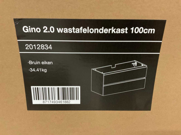 Lavigo wastafelonderkast 2 laden 100cm Gino 2.0 bruin eiken – foto 8 – kavel bij XL Auctions