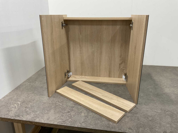 Lavigo spiegelkast 2 deuren 60x15x60,5cm Gino eiken – foto 2 – kavel bij XL Auctions